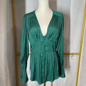 NWT Anthropologie Elegant Emerald Blouse
